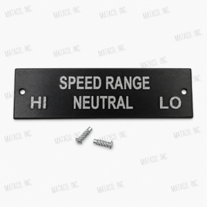 Bridgeport milling machine Hi-Low range nameplate with rivets M1579 replacement part for Series 1 J-Head mill