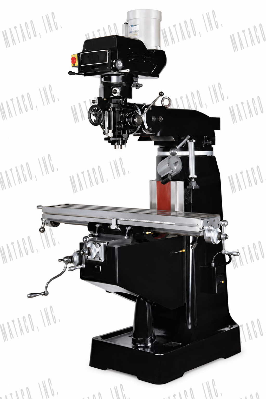 ## Full Product Description ## MV949-KV2 Vertical Turret Milling Machine The **MV949-KV2 Vertical Turret Milling Machine** is a heavy-duty, precision-built machine designed for reliable performance in machine shops, toolrooms, maintenance departments, and production environments. Featuring a **9" × 49" work table**, generous axis travel, and a variable-speed R8 spindle, this versatile milling machine is well suited for a wide range of milling, drilling, boring, and general machining applications. Built with durable **Meehanite castings**, hardened and ground X, Y, and Z ways, and Turcite-B coated guideways, the MV949-KV2 is designed for smooth operation and long-term accuracy. Precision Class 7 spindle bearings and C7 double-nut precision ACME lead screws further support dependable, accurate machining. The variable-speed head provides a spindle speed range of **70 to 4,200 RPM with Hi/Lo gears**, giving operators flexibility for different materials and machining applications. Standard features also include one-shot lubrication, a built-in halogen work light, and a chip-rubber cover. ### Standard Features * Heavy-duty Meehanite casting construction * Hardened and ground X, Y, and Z ways * Turcite-B coated guideways * Variable-speed head with Hi/Lo gears * Spindle speed range of 70–4,200 RPM * Precision Class 7 spindle bearings * C7 double-nut precision ACME lead screws * One-shot lubrication system * Built-in halogen work light * Chip-rubber cover * R8 spindle taper ### Specifications | Specification | Details | | ---------------------------- | ---------------------------------- | | **Model** | MV949-KV2 | | **Table Size** | 9" × 49" | | **X-Axis Travel** | 36" | | **Y-Axis Travel** | 12" | | **Z-Axis Travel** | 16" | | **Quill Travel** | 5" | | **Quill Diameter** | 3.38" | | **Ram Travel** | 12" | | **Spindle Nose to Tabletop** | 1.96"–18" | | **Table Load Capacity** | 660 lbs. | | **T-Slot Size** | 0.62" × 2.55" | | **Spindle Taper** | R8 | | **Spindle Speed** | 70–4,200 RPM with Hi/Lo gears | | **Head Swivel** | ±90° | | **Head Tilting Angle** | ±45° | | **Spindle Power** | 3 HP | | **Coolant Pump** | Optional, 1/8 HP | | **Lubrication Pump** | One-shot | | **Floor Plan** | 64" × 75" × 85" | | **Net Weight** | 2,420 lbs. | | **Power Requirement** | 4 KVA, 3-phase, 208–230V max | | **Air Requirement** | Optional power drawbar, 90–100 PSI | **DRO and power feed are not included.** The **MV949-KV2 Vertical Turret Milling Machine** combines a large work table, generous travel, variable spindle speeds, and precision construction to provide a dependable solution for a wide variety of machining operations. ## Short Description The **MV949-KV2 Vertical Turret Milling Machine** features a **9" × 49" work table**, 36" X-axis travel, 12" Y-axis travel, and 16" Z-axis travel. Equipped with a **3 HP variable-speed R8 spindle with Hi/Lo gears**, hardened and ground ways, precision Class 7 spindle bearings, and one-shot lubrication for dependable, accurate machining. ## SEO Alt Text **MV949-KV2 vertical turret milling machine with 9 x 49 work table and variable speed R8 spindle**