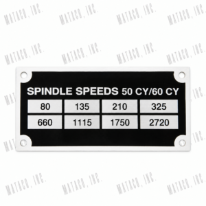 Bridgeport spindle speed name plate 1075 replacement plate for milling machine head
